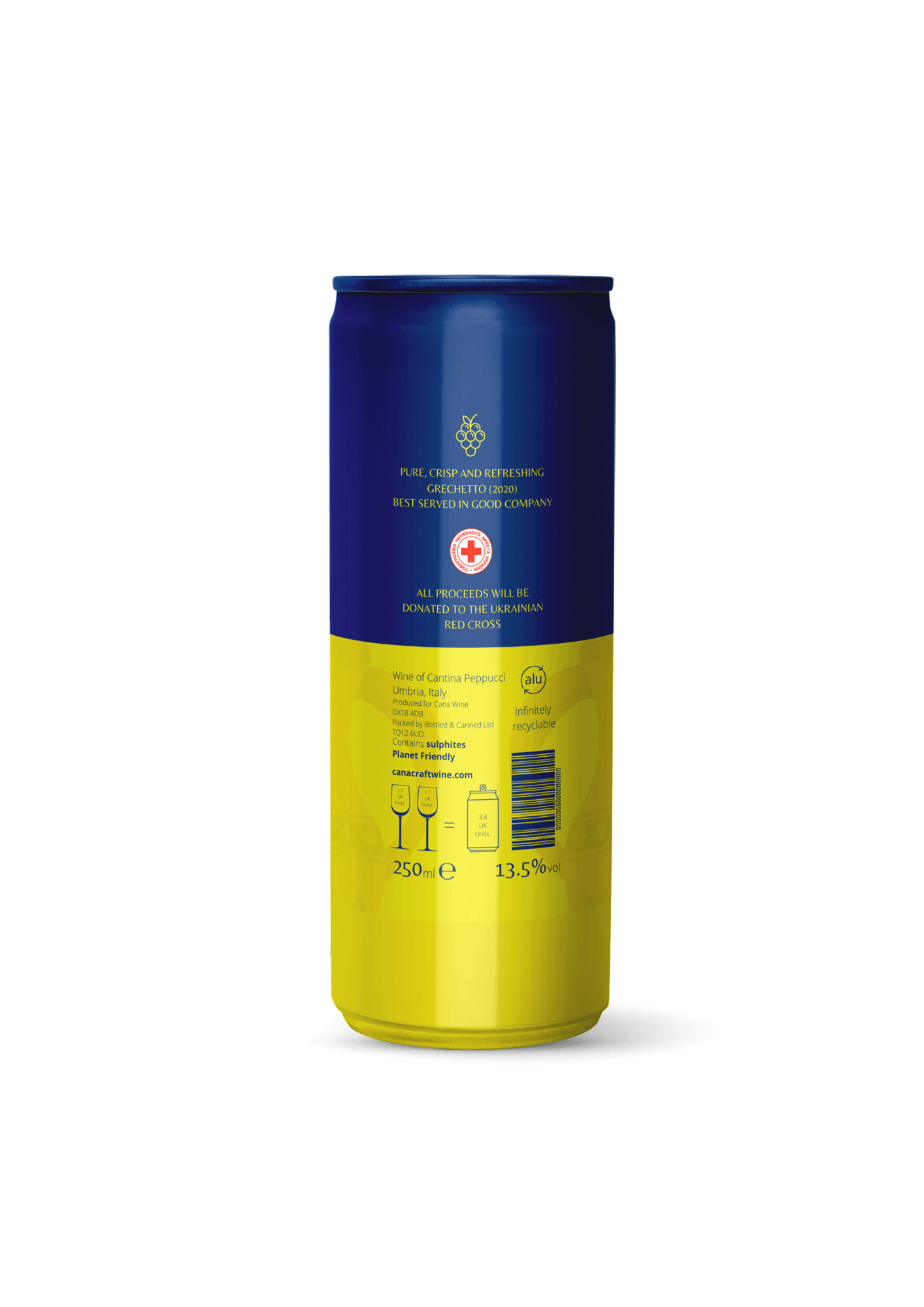 Front view of cana wine grechetto 2020 250ml can
